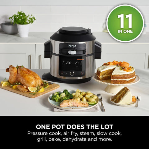 Foodi 11-in-1 SmartLid Multi-Cooker 6L – Electric Pressure Cooker & Air Fryer with Reversible Rack – Stainless Steel/Black