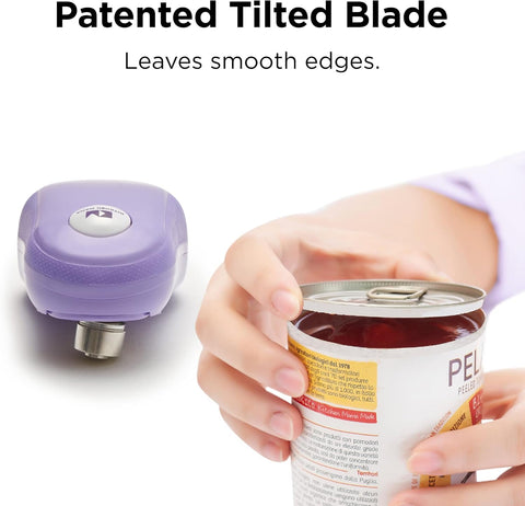 Kitchen Mama One-Touch Electric Can Opener – Effortless Hands-Free Use, Auto Stop, Smooth Edge, Food-Safe, Battery Operated (Purple)