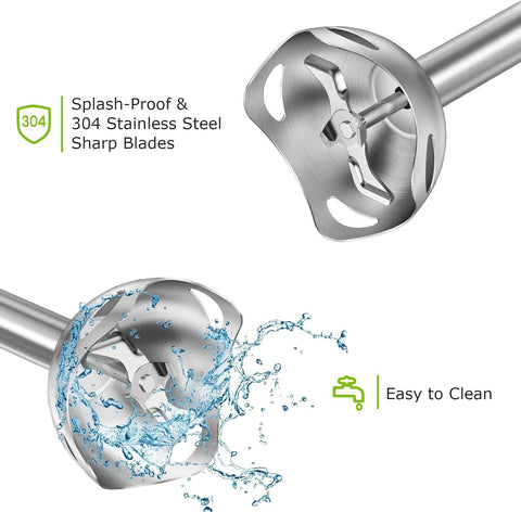 Hand Blender - 2 Speed Immersion Stick Blender | Electric Handheld with Stainless Steel Blade for Soups, Sauces & Baby Food - Black HB3201