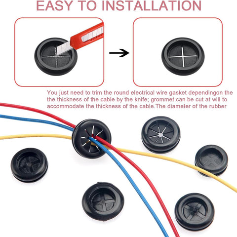 8Pcs Round Rubber Grommets, 32mm Double-Sided Rubber Hole Plug Electrical Wire Gaskets, Black Rubber Hole Synthetic Rubber Plug for Wire, Cable and Plugs Protection