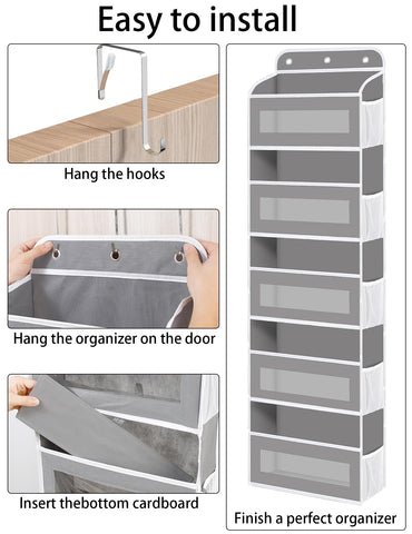 KYEVIS Over The Door Storage Organiser, 5 Shelves with 10 Mesh Pockets, Dark Grey – Keep Baby Essentials Neatly Within Reach