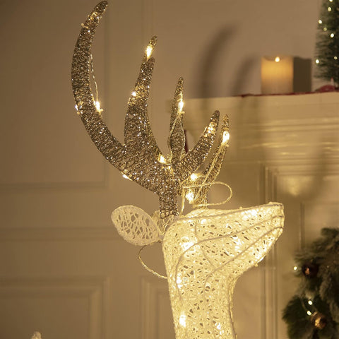 Eambrite 1.2m Light Up Christmas Reindeer Decoration – Warm White LED – Mains Powered