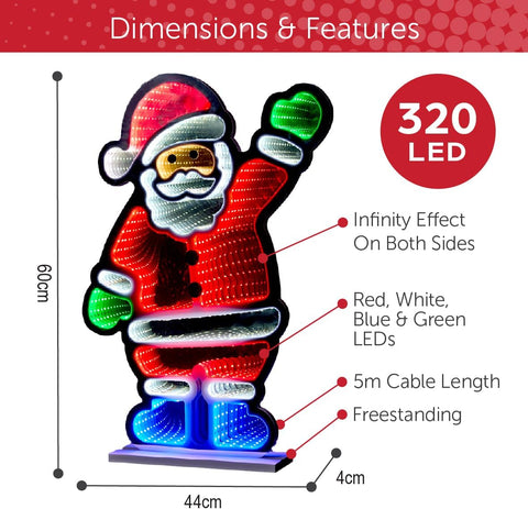 Santa Claus Infinity Light – Multi-Coloured LED, 60cm
