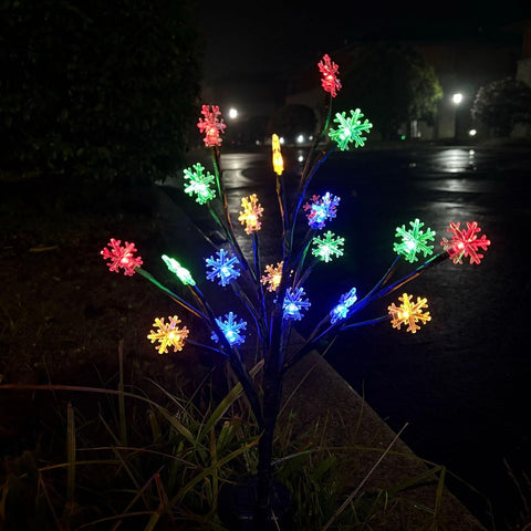 2 PCS Solar Light Outdoor Garden, 20 LED Snowflake Christmas Light