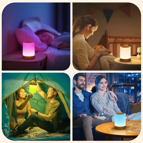 ONEWAY Night Light LED Touch Bedside Lamp – 256-Colour RGB Rechargeable Night Light with Timer, Memory, Dimmable Brightness & Portable Hook for Bedrooms, Kids & Travel