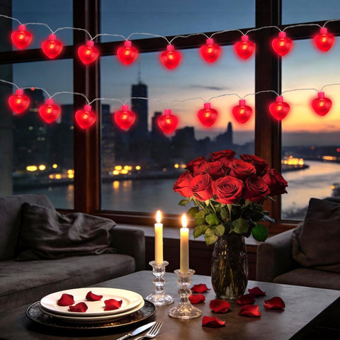 Red Heart Fairy String Lights Battery Operated, 20 LED Romantic Love Lights for Valentine’s Day, Weddings & Anniversaries Indoor Decor
