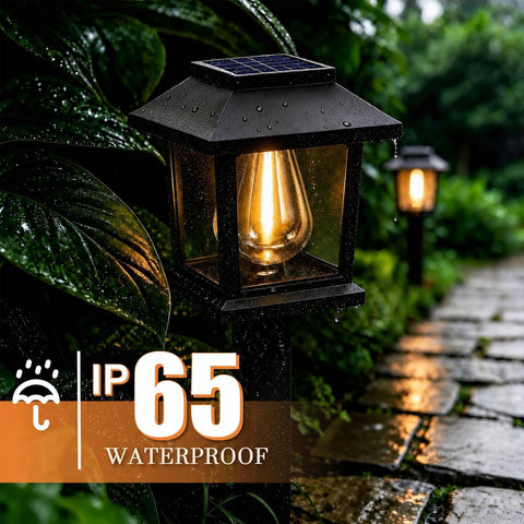 Solar Lights Outdoor Garden, 4 Pack Garden Pathway Stake Lights