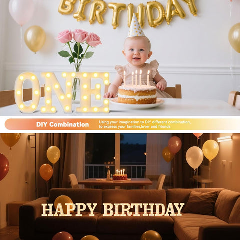 Ledido LED Light Up Marquee Letters Sign - Cool & Warm Light up Letters for Birthday Decorations, LED Letter Lights for Proposal Wedding Grad Bar Home Bedroom Table Wall Party Decor, Letter U