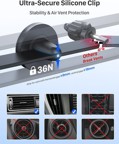 YOSH Magnetic Car Phone Holder, Strong Air Vent Mount with Upgraded Magnets | Secure & Stable Cradle for iPhone & Samsung | Includes Metal Plates, Car Accessories