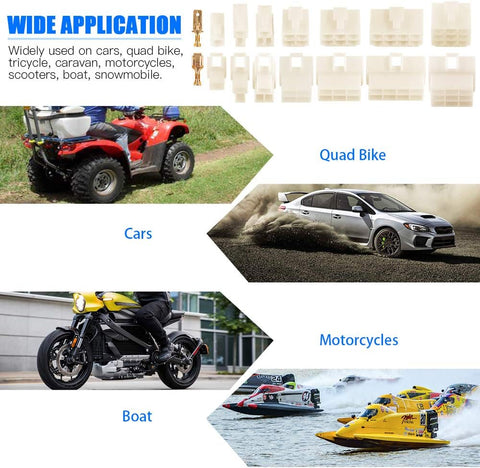 Glarks 400Pcs 6.3mm 1 2 3 4 6 8 9 Pin Electrical Automotive Wire Connector Male Female Socket Plug and Pin Header Crimp Wire Terminals Kit for Motorcycle, Bike, Car, Boats