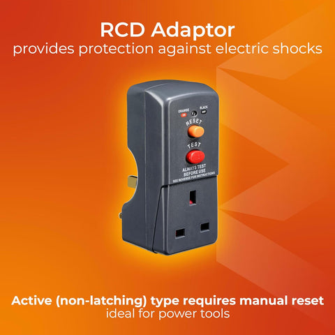 Masterplug Single Socket RCD Safety Adaptor, Black