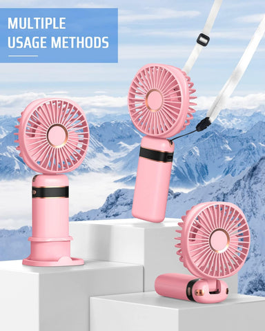 Mini Handheld USB Fan – 5 Speeds Rechargeable Portable Fan