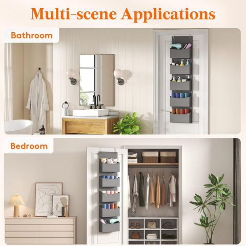 Lifewit Over The Door Storage Organiser – 4-Shelf Hanging Wardrobe Storage, Grey