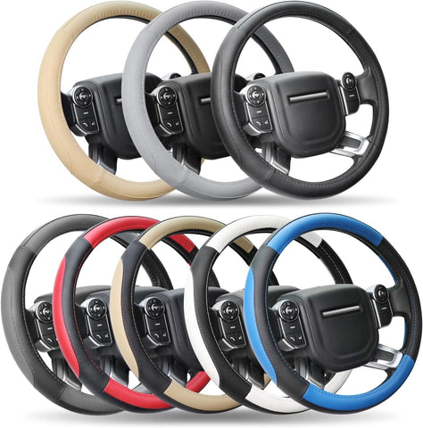 COFIT Microfiber Leather Steering Wheel Cover Grey and Black