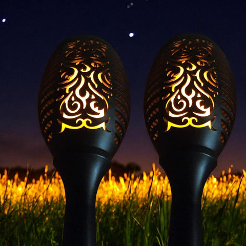 Divas World Solar Garden Stake Lights LED Flickering Flame Effect Weather Resistant Pathway Torch, Outdoor Landscape Lighting (2)