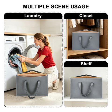 Hbzunt 2 Pack Clothes Hanger Storage Bags, Foldable Oxford Fabric Organisers with Carry Handles for Wardrobe Hanger Storage, Black