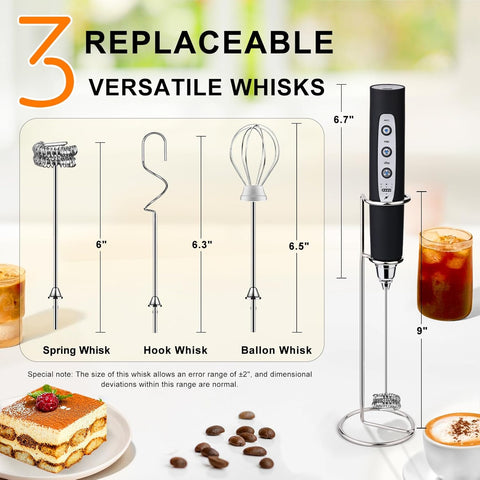 Rechargeable Milk Frother Handheld 3 Speed Electric Drink Mixer Wand