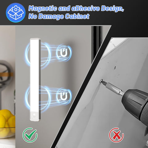 Rechargeable Under Cabinet LED Light with Motion Sensor – Wireless USB-C Cupboard Light for Kitchens, Wardrobes, Hallways & Stairs - Put Light Where Your Home Needs It Most