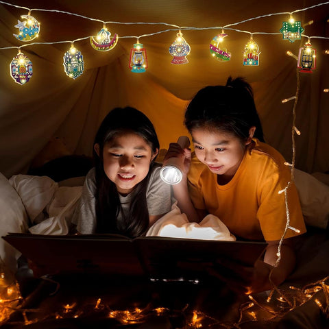 5.4Ft Ramadan Eid String Lights – 10 LED Battery Operated Moon Star Lantern Fairy Lights for Indoor & Outdoor Decor