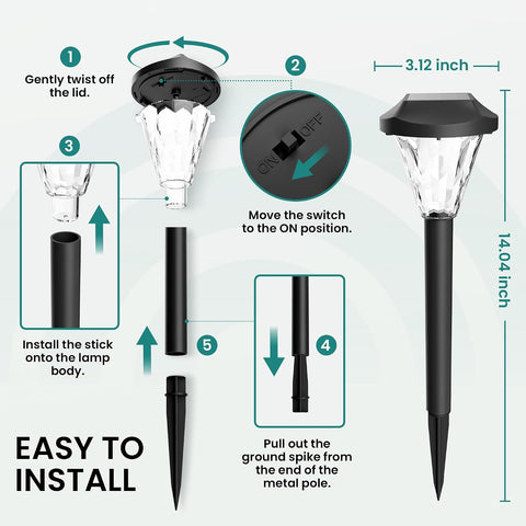 GIGALUMI 8 Pack Solar Lights Outdoor Waterproof,New Upgraded Solar Lights for Outside,Solar Grden Lights,Solar Outdoor Lights for Patio,Lawn,Yard and Landscape