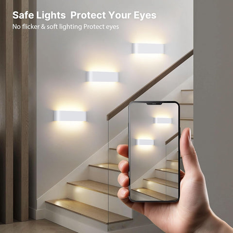 Indoor Led Wall Lights - 2 Pack 3000K/4500K/6000K Adjustable Color Temperature Wall Lights for Bedroom Living Room Kitchen Dining Room