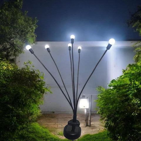 Divas World Decorative 6-Branch Solar Garden Lights Outdoor, 70cm Tall LED Pathway Lighting for Yard/Driveway/Patio, Weatherproof Dusk to Dawn Auto Operation, Warm White Solar Stake Lights