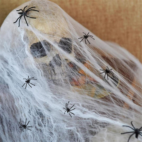 300g Halloween Spider Web Decoration with 50 Spiders – Stretchable Cobweb for Indoor & Outdoor Halloween Parties, Homes, Gardens, Bars & Trick or Treat Events
