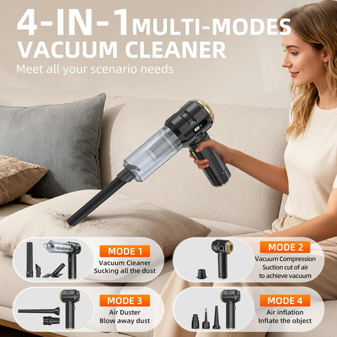 Handheld Vacuum Cleaner 23000Pa Cordless Car & Home Black Gold