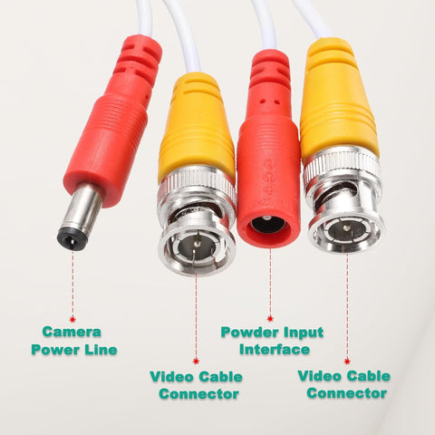 Video Power Cable,45m/148ft All-in-One Security Camera Wire Cord DC Extension Wire for CCTV Security DVR Camera System Installation Plug & Play Cord,1 Set White