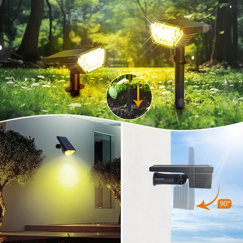 2pack Solar Spot Lights Outdoor,Auto On/Off Solar Lights Outdoor Waterproof IP65,2-in-1 Solar Powered Outdoor Landscape Lighting,Solar Lights for Outside Yard Garden Pathway (Warm White)