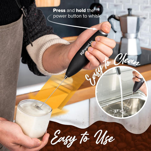 Milk Frother Handheld Whisk – Electric Coffee Frother with Stand 19000rpm