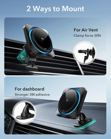 ESR Qi2 15W MagSafe Car Mount Charger with CryoBoost