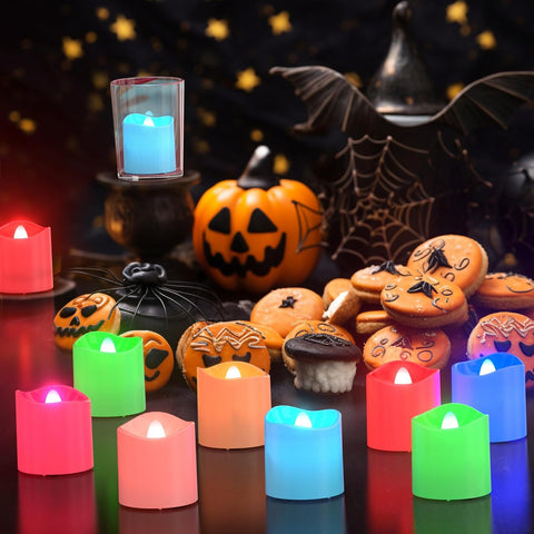 Rechargeable RGB Tea Lights, 12-Pack Flameless LED Candles with Remote, Timer & Charging Station for Home & Party Décor
