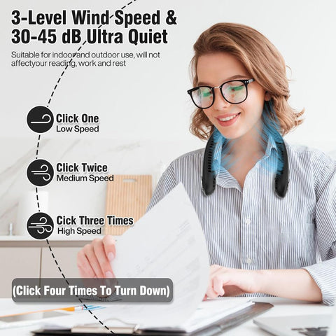 Bladeless Neck Fan 360° Rechargeable Hands-Free Cooling