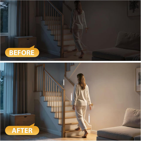 Under Cabinet Kitchen Lights – Rechargeable Motion Sensor LED Lights, Dimmable 4000K Neutral White Wardrobe & Cupboard Lighting - Light Up the Dark Spots You Reach for Every Day