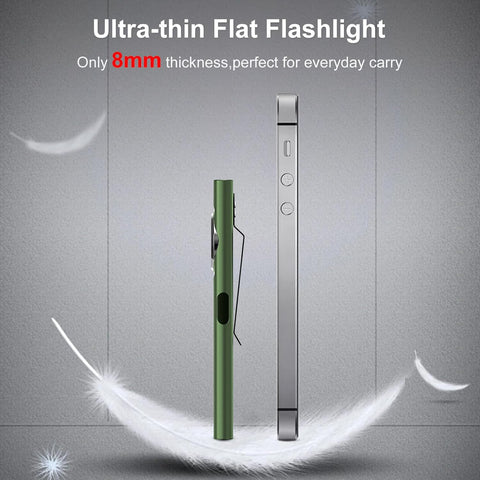 Flat EDC Torch 600 Lumens USB-C Rechargeable COB Work Light Green