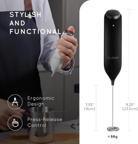 Rechargeable Milk Frother Handheld with USB-C Stand for Coffee & Drinks
