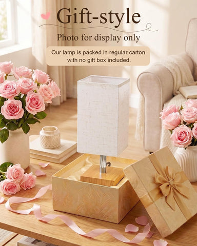 Small Touch Linen Dimmable Bedside Table Lamp – 3 Brightness Levels, E27 LED Warm White Light for Bedroom & Study