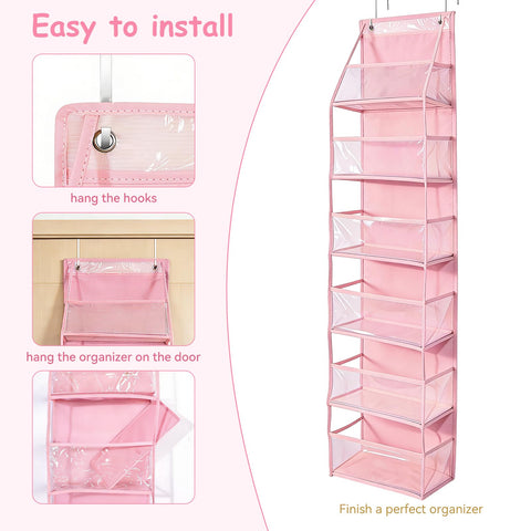 MOFASVIGI Over Door Storage Organiser, Beige – 6 Large Pockets with Clear PVC Windows for Space-Saving Home Organisation