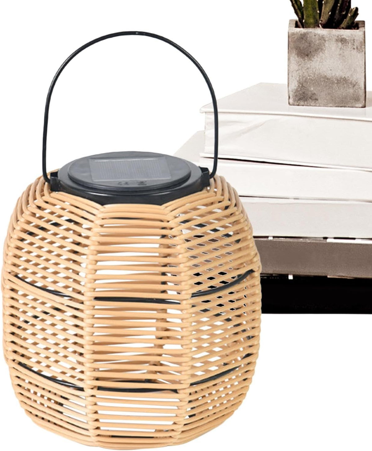 Rattan Solar Lights for Outside Waterproof Japanese Style Rattan Woven