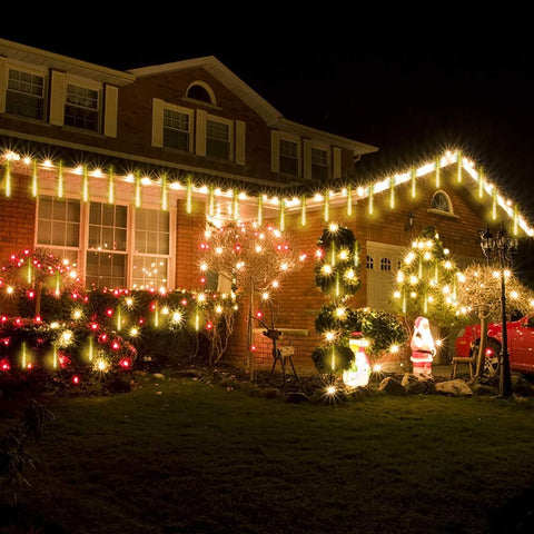 Kwaiffeo Warm White 240 LED Meteor Shower Christmas Lights – Outdoor & Indoor Decor