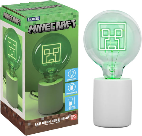Paladone Minecraft Creeper Decorative LED Neon Bulb Lamp - E27 Glass Lightbulb, Officially Licensed Gamer Gift, Perfect for Bedrooms, Homes, Gaming Room Decor, Green