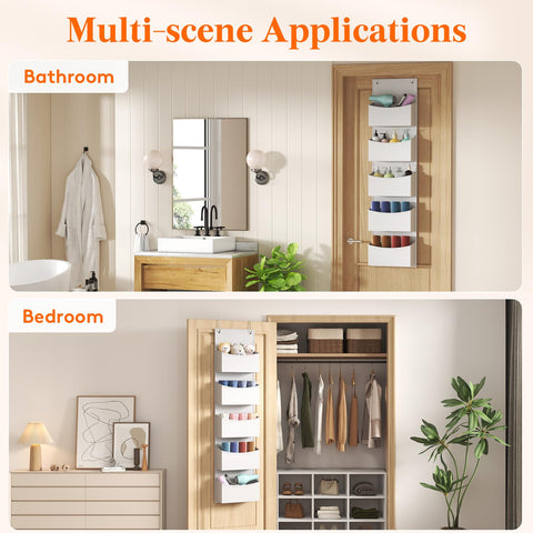 Lifewit Over The Door Storage Organiser – 4-Shelf Hanging Wardrobe Storage, Grey