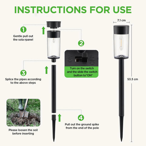 UME 2 Packs Solar Pathway Lights Outdoor, 3000K LED Landscape Lighting for Yard, Lawn, Walkway, Driveway, Patio Decor