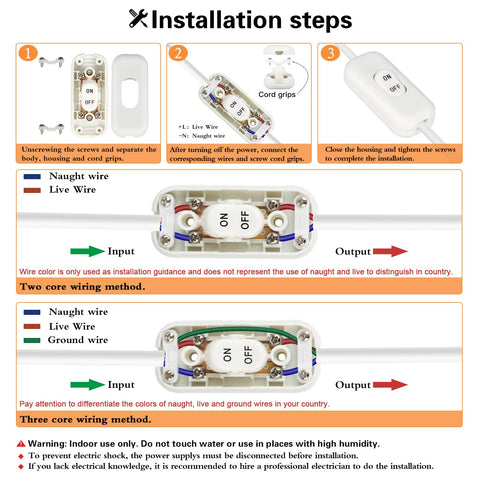 Helunsi Inline Switch 2 Pcs, White Lamp Cord Button Torpedo Switch, Rated 6A 250V ON OFF Electrical Wire Appliance Rocker Switches, Repair Replacement Control Power Cable Plug Desk Table Light Parts