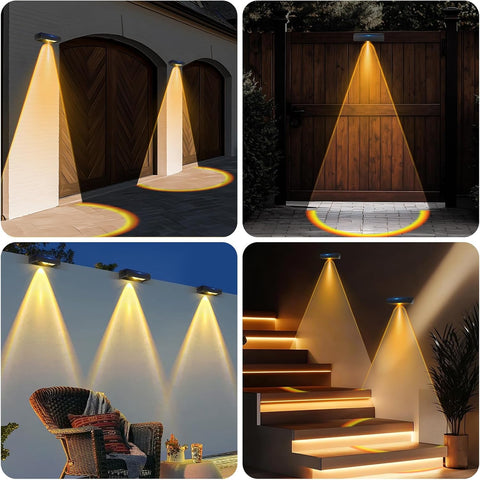 Solar Fence Lights Outdoor Wall Lights 4 Pack – 3 Color Modes, IP65 Waterproof Solar Garden Lights for Patio, Yard & Fence