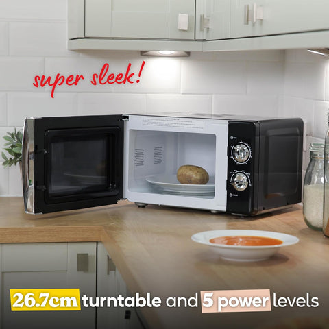 17L 700W Black Solo Microwave with Timer, 5 Power Levels & Defrost