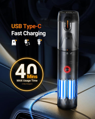 SEALIGHT Black Car Vacuum Portable Cordless with 2 Suction Modes