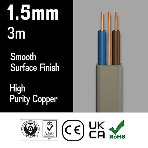 Primes DIY 1.5mm Twin & Earth Lighting Cable 3m
