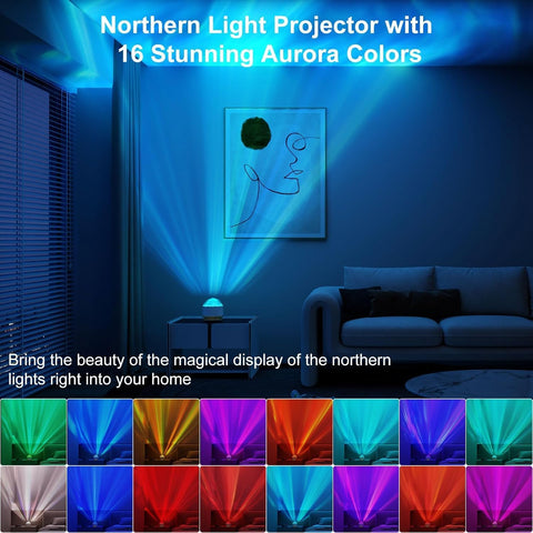 Aurora Projector Light with Remote, 16 Color Galaxy Mood Night Lamp